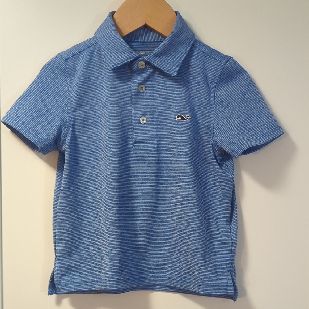 Vineyard Vines Striped Blue Boys' Sankaty Polo 3T